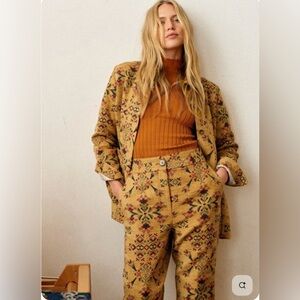 Rare Sezane Damon Trousers in Jacquard Sun